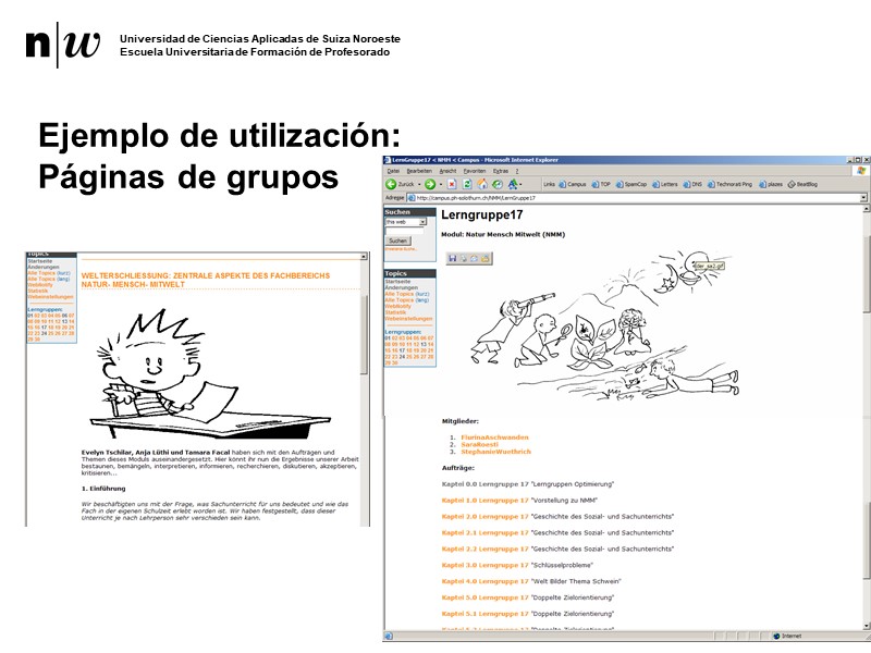 Ejemplo de utilización: Páginas de grupos