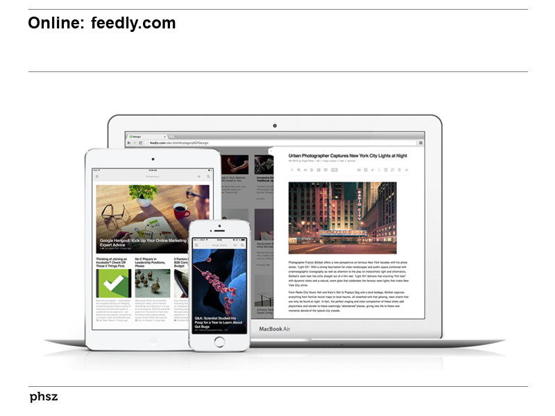 Online: Z.B. Feedly.com