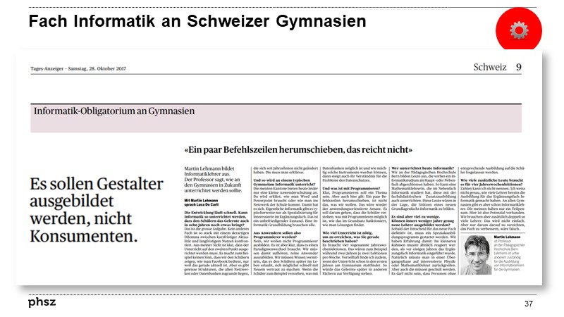 Fach Informatik auf der Gymnasialstufe