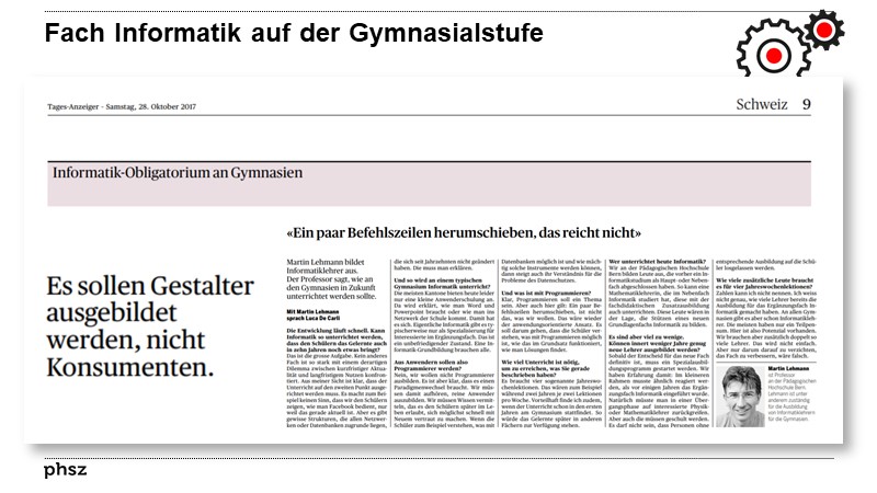 Fach Informatik auf der Gymnasialstufe