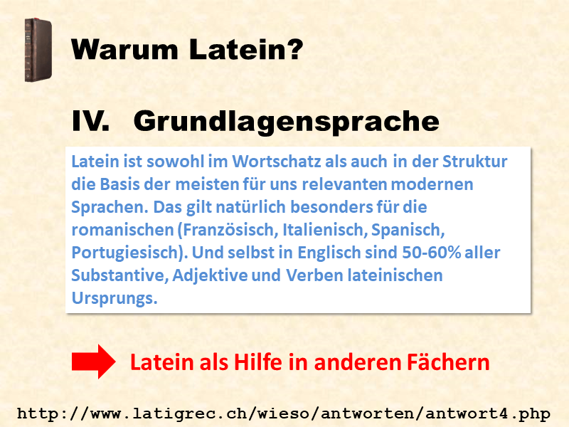 Latein als Hilfe in anderen Fächern