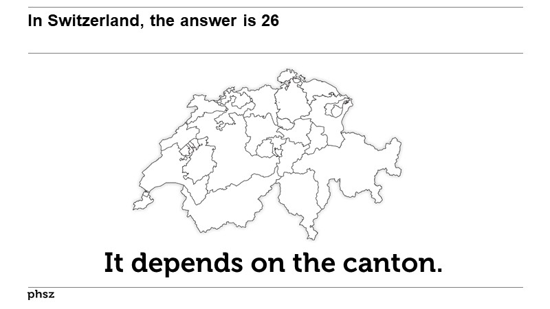 In Switzerland, the answer is 26