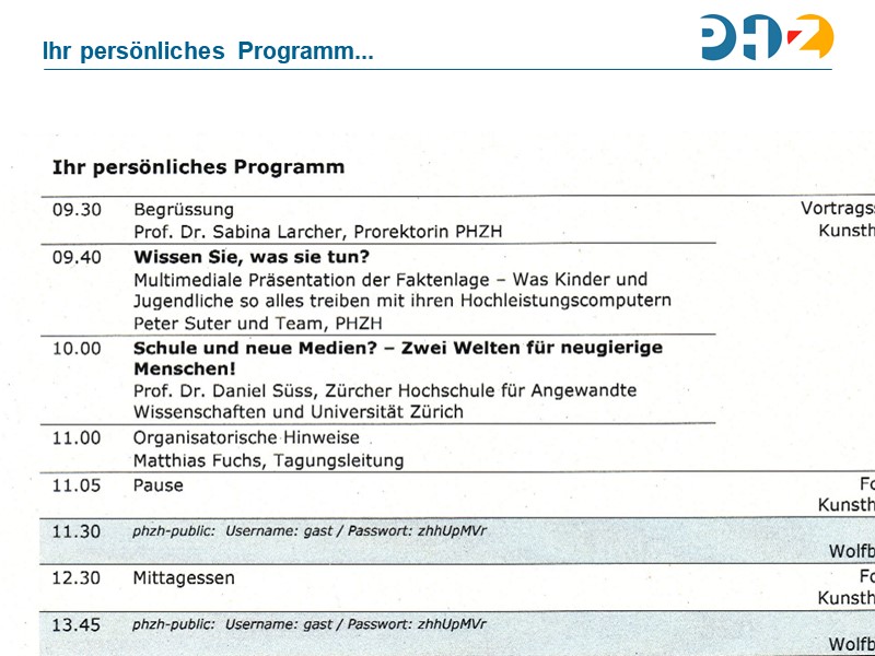 Ihr persönliches Programm