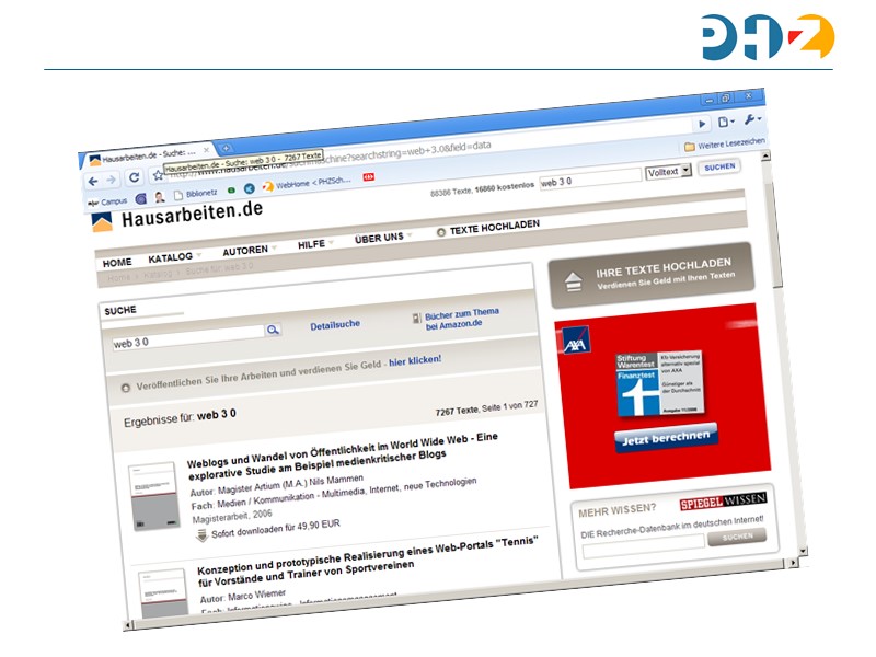 Konzeption und prototypische Realisierung eines Webportals 
