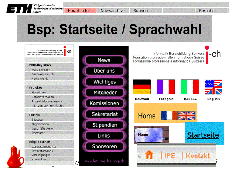 Bsp: Startseite / Sprachwahl