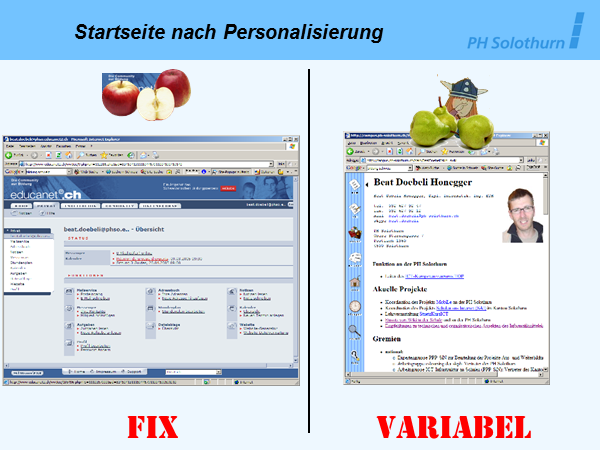 Vergleich der Personalisierungsmöglichkeit